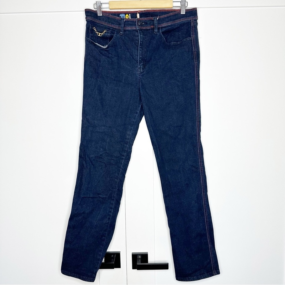 Tory Burch Straight Leg Jeans 16 32 mid rise dark wash designer blue casual